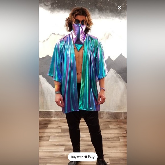1 Etsy ThatElectricTouch Holographic Iridescent Kimonos Fit A Size L Female $135 - Picture 3 of 17
